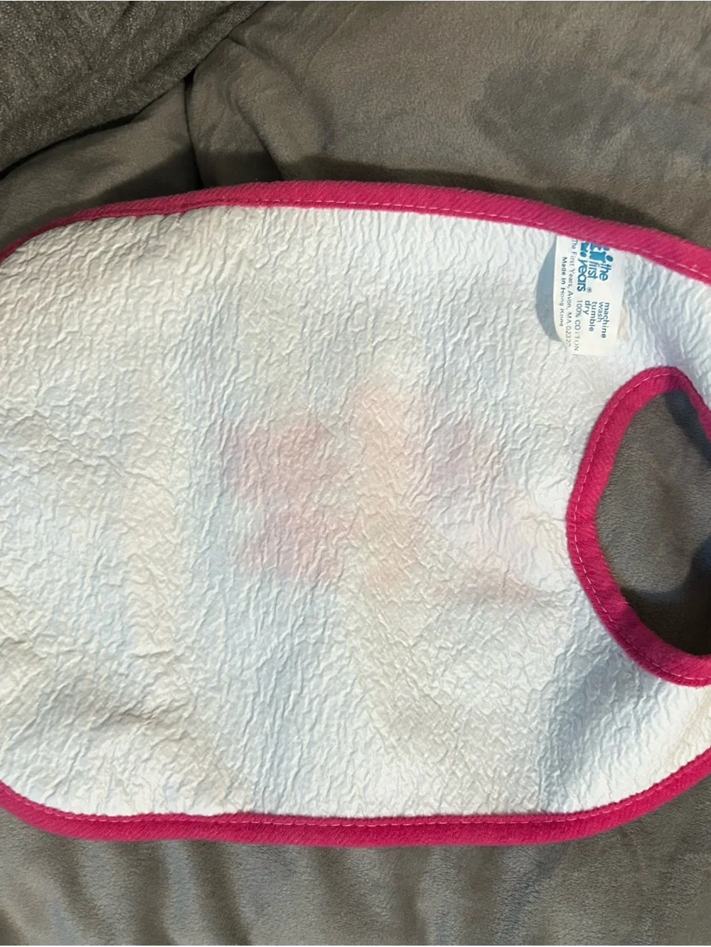 Vintage Pink Trim Baby Bib with Floral lamb Design